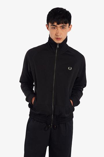 Black Fred Perry Elasticated Hem Track Men's Jackets | PH 1190CTVE